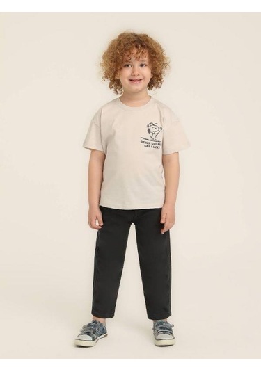 Jack Lions Erkek Bebek Pamuklu Snoopy Baskılı Tshirt-15640 Ekru