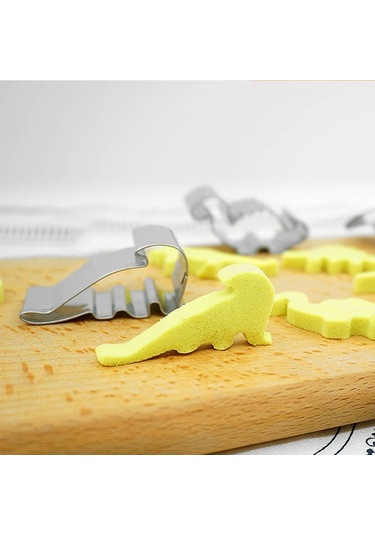 6pca/set Dinozor Kek Modu Bisküvi Kesme Kurabiye Kalıbı - Gümüş