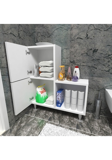 Moonlife 2 Kapaklı L Çok Amaçlı Banyo Dolabı Beyaz