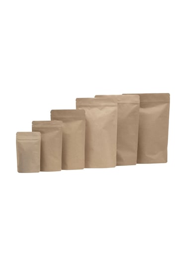 Packtory Kraft Aluminyum Kilitli Doypack Ambalaj 8,5X14,5+2,5 cm. 50 Gr. - 50 Adet