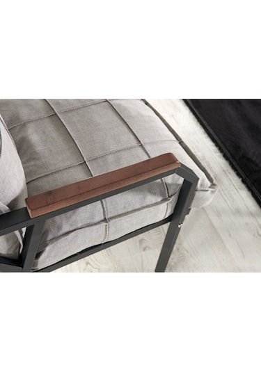 Mygusi Hayal Balkon, Bahçe, Cafe - Metal Kanepe Koltuk Takımı 2+1+1 Sehaplı Açık Gri