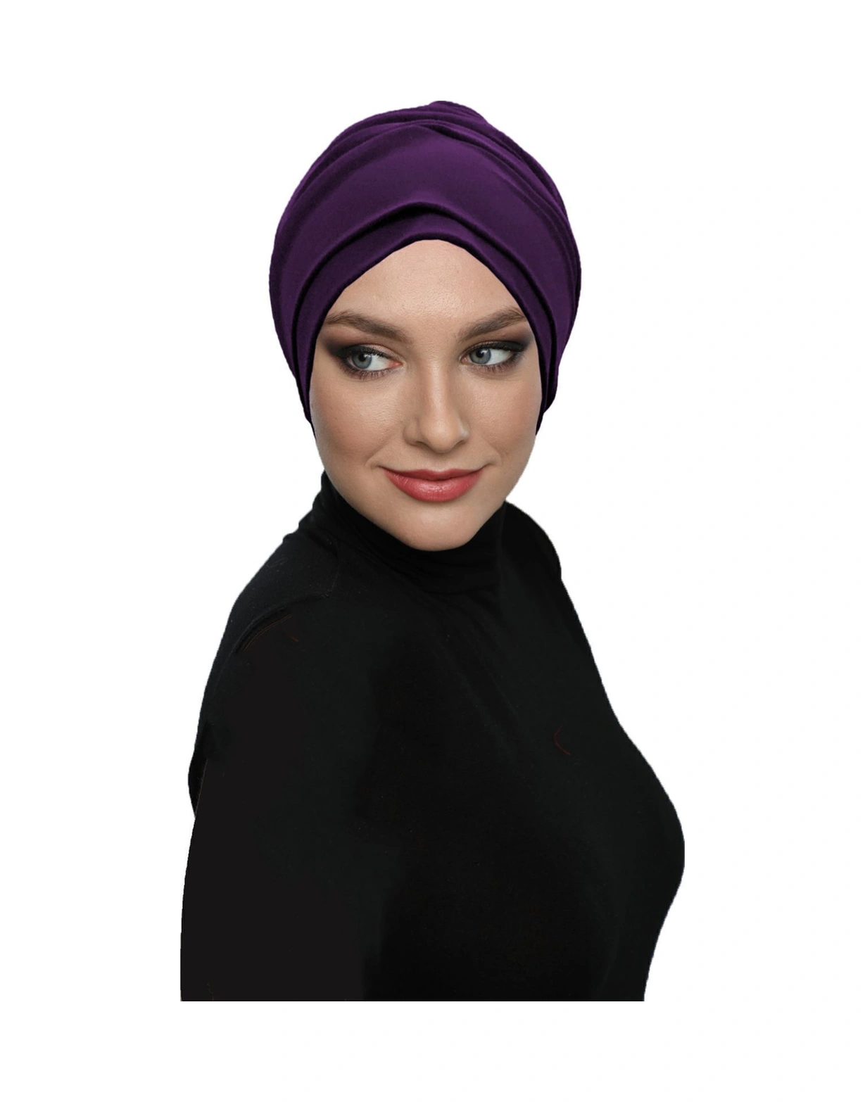 Çift Katlı Astarlı Mor Hazır Türban Tesettür Dış Ve Havuz Bonesi Mor