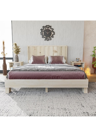 Hüma Model Vernikli Çam Ahşap Karyola Dikey -272 90 x 190