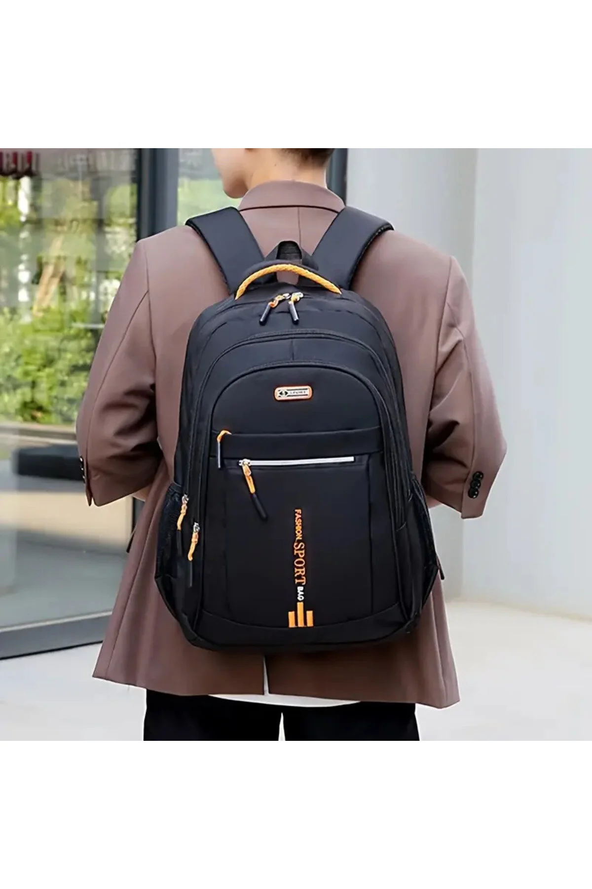 Erkek Okul Ve Laptop Sırt Çantası Su Geçirmez, Çok Gözlü, Büyük Kapasiteli Siyah