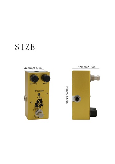 Yaozixa Tremolo Tipi Sarı Gitar Efekti - Irın Ef-09 Klasik Titreşim Fonksiyonu Metal Kutu