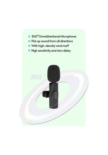 Mini Kablosuz Klipsli Yaka Mikrofonu Çok Yönlü Mikrofon 2 Verici 1 Alıcı Rüzgarlık Tipi C