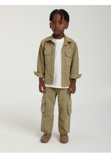 Erkek Çocuk Cepli Gömlek Ceket-15629 Yeşil
