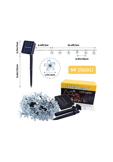 Güneş Enerjili Bahçe Lambası 12 Mt 2li Paket Renkli Çiçek Solar