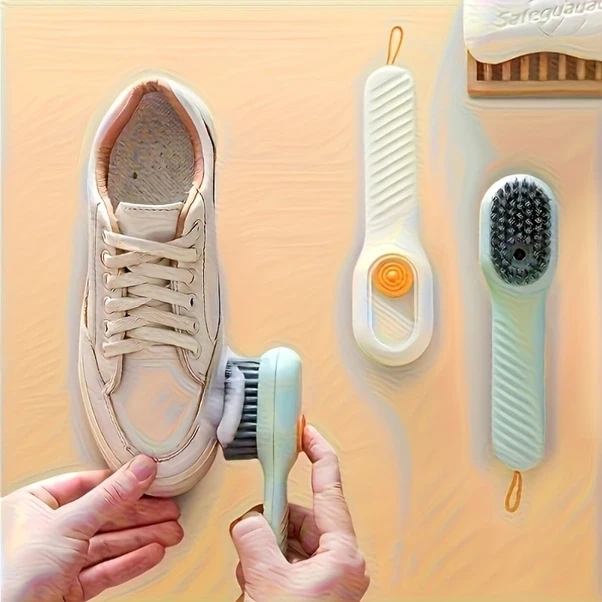 Globalbloom Beyaz Manuel Sıvı Dispenseli Çok Amaçlı Temizlik Fırçası Seti