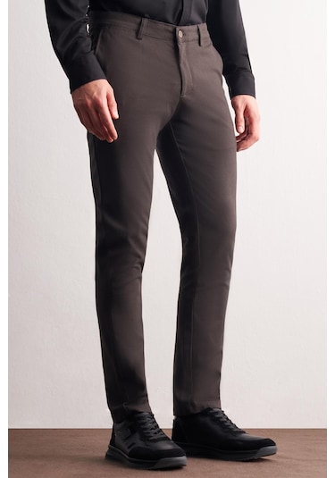 Haki Yan Cep Düz Paça Pamuklu Slim Fit Chino Casual Pantolon 1003255160 Haki
