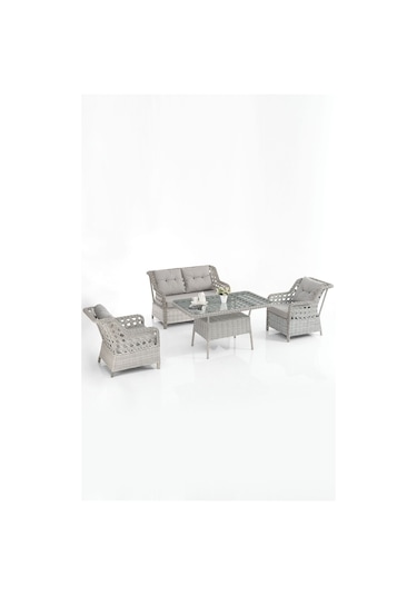 Eren Rattan Bahçe Balkon Takımı 2+1+1 Gri