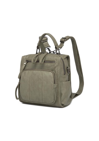 Yıkama Deri Sırt Askılı Kadın Çantası 21k Barcelona 1915 Yeşil