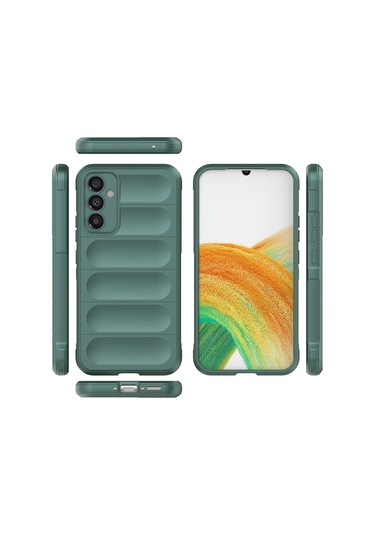 Samsung Galaxy Uyumlu A15 Kılıf Optimum Lens Çerçeveli Silikon Kapak Koyu Yeşil