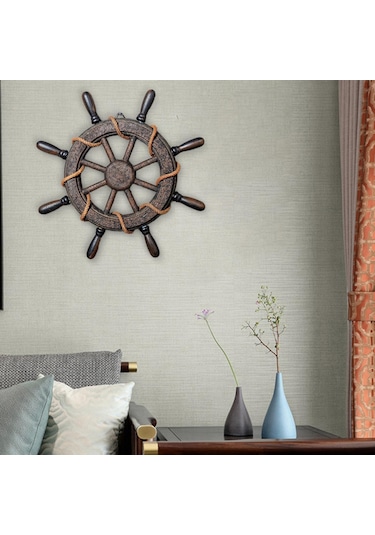 Homyl Tekne Dümen Duvar Heykel Otel Asılı Net32x3x32cm-olmadan