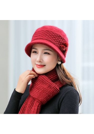 Arion Hs-01x Şık Şapka/bere Ve Atkı Takımı Kırmızı