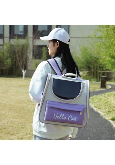 Samdoo 7.5kg'a Kadar Kedi Taşıma Çantası, 40l Hacimli Soluklu Pvc+oxford, Omuz Ağrısı Azaltıcı Ayarlanabilir Askılı, Gri Tüy Alma Tırmığıyla Pembe Set