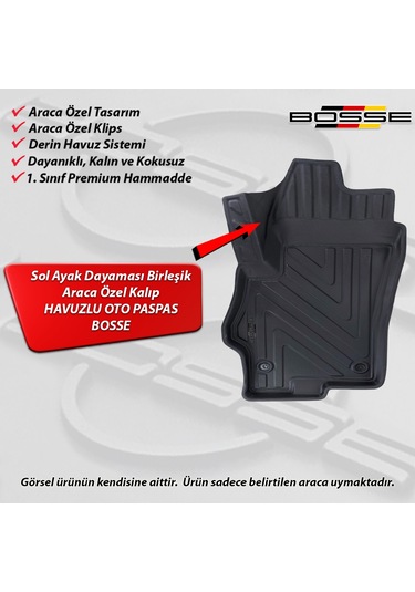 Fiat Linea Paspas Araca Özel 2007 Ve Sonrası BOSSE 3D Havuzlu Oto Paspas