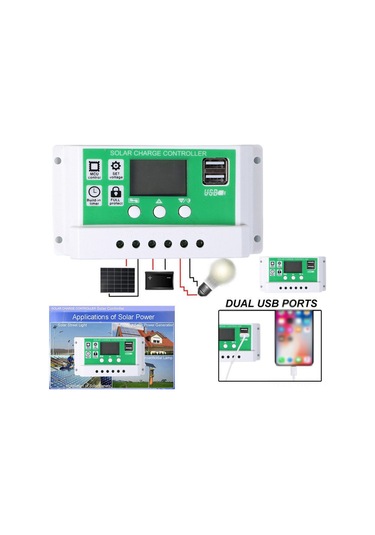 Reedark 50a Akıllı Pwm Güneş Şarj Kontrol Cihazı - Çift Usb, Lcd Ekranlı, 12/24v Solar Panel Regülatörü