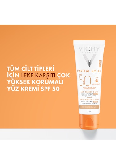 Vichy İdeal Soleil Anti-Taches Anti-Dark Spots 3 In 1 Güneş Kremi SPF50+ 50 ML