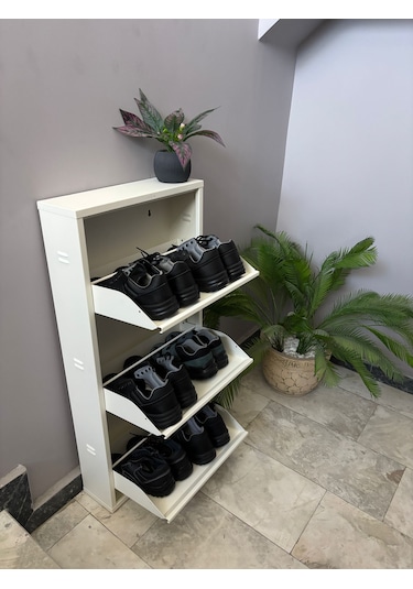 Metal Ayakkabılık 3 Lü Beyaz Ral 9016 Krem