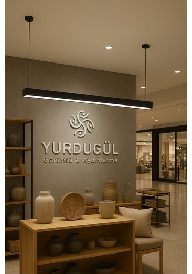 Lineer 120 Cm Siyah Kasa 6500k Beyaz Işık Sarkıt Modern Led Avize Mutfak, Ofis, Mağaza, Salon, Siyah