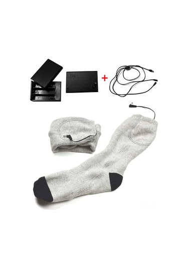 Isıtmalı Çoraplar Elektrikli Isıtma Çorapları Pil İle Çalışan Sıcak Çoraplar Şarj Edilebilir Kış Sıcak Çoraplar Gri
