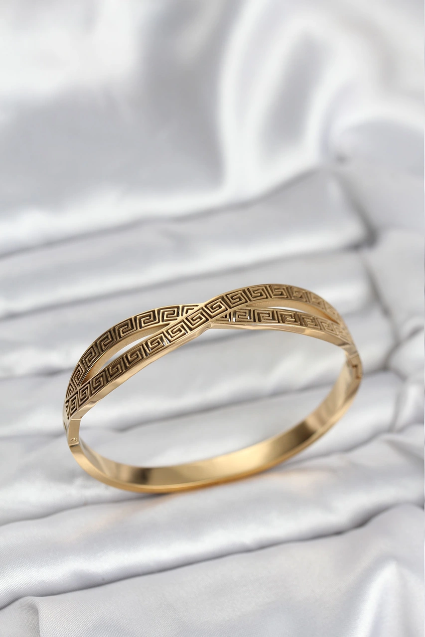 316l Çelik Gold Renk Vintage Kadın Kelepçe Bileklik - Tj-bb8069 Çok Renkli