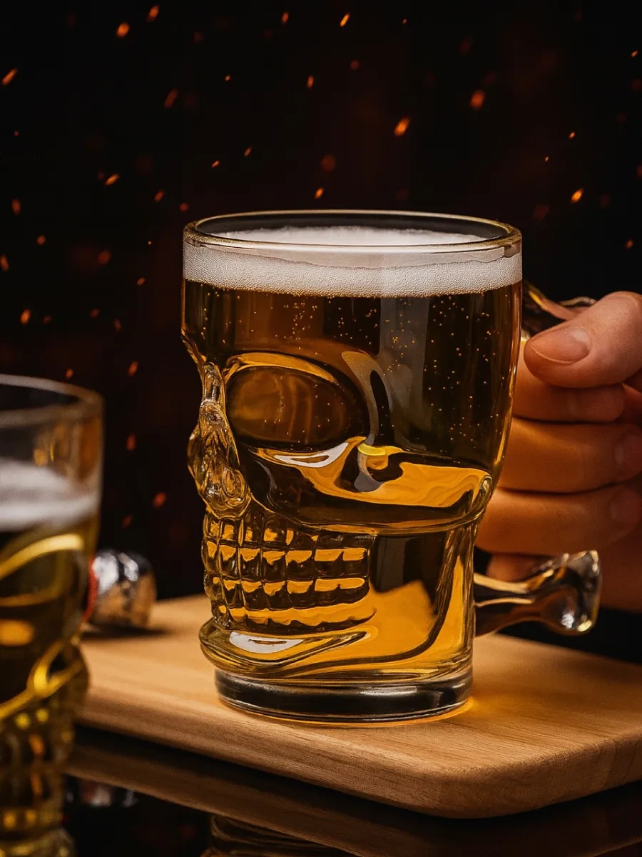 Conflate Alkolsüz Bira Bardağı Kafatası Hediye, 500 Ml, 2 Adet. 198692527 Beyaz