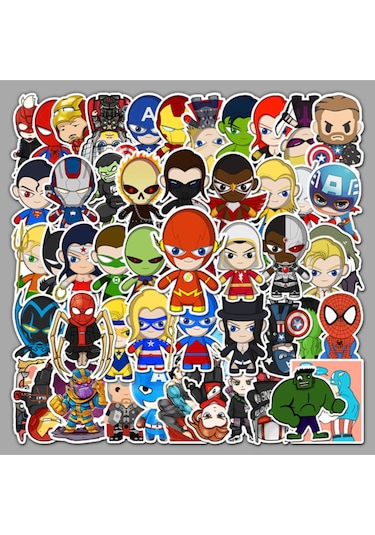 50 Adet Tekrarsız Anime Kahraman Kalite Pvc Sticker 03