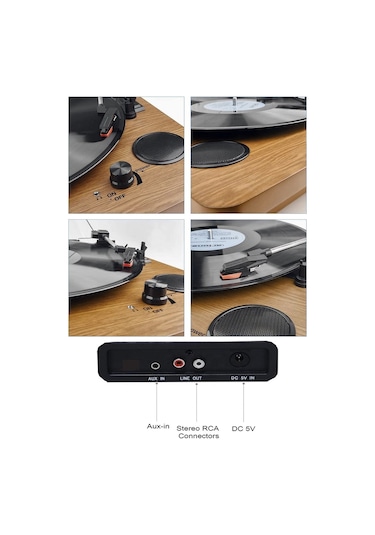 Midex MTX-256 Şarjlı Bluetooth Aux Hoparlörlü Nostaljik Pikap Plak Çalar