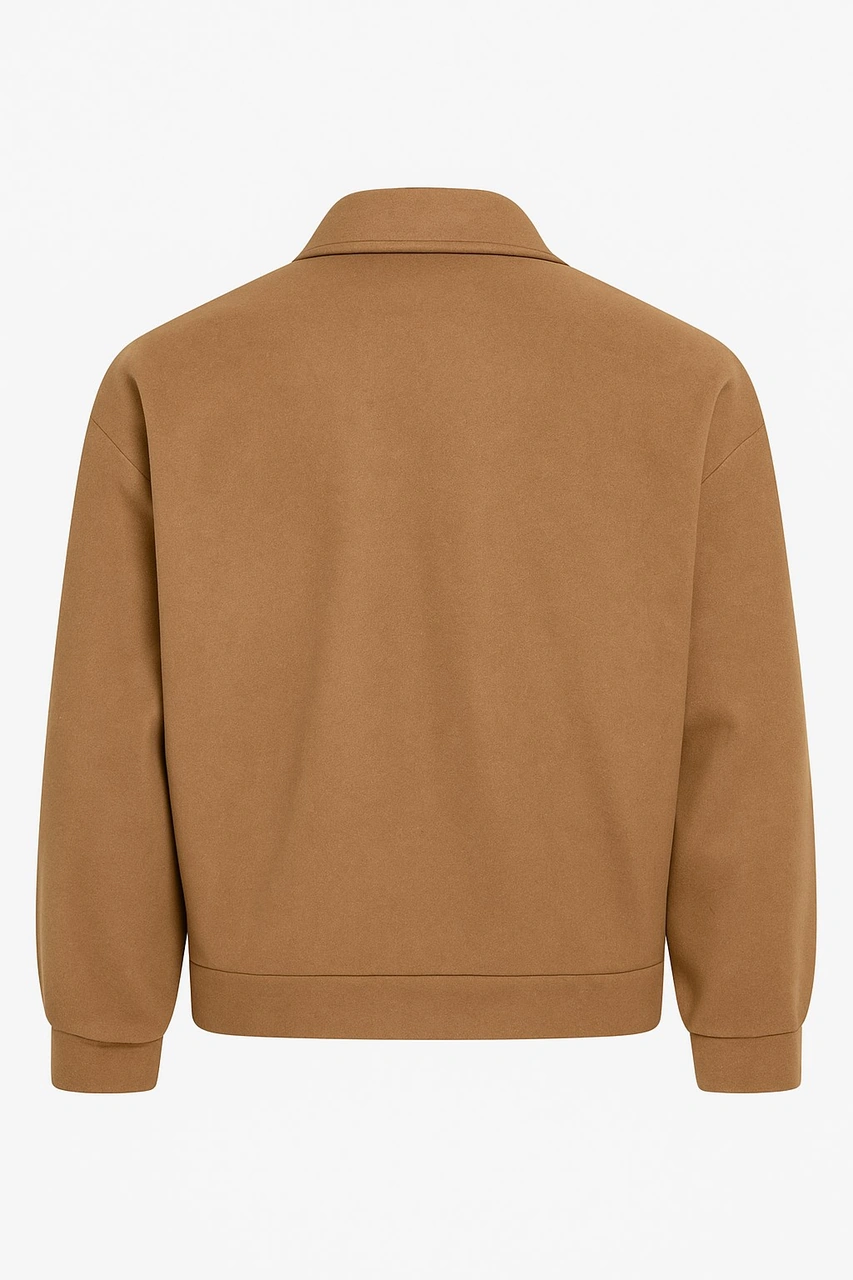 Erkek Oversize Kaşe Mont Siyah Kalın Kumaş Şık Kışlık Mont Taba