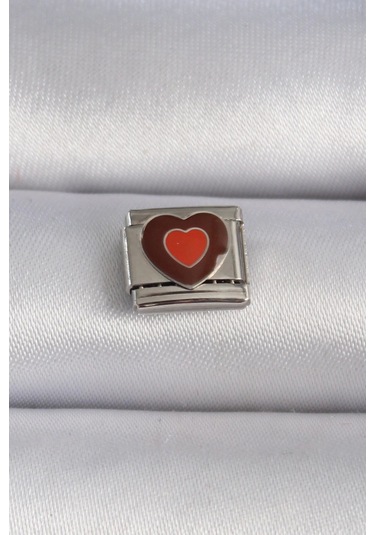 316l Çelik Gümüş Renk Kahverengi Kalp İşlemeli Nomination Charm