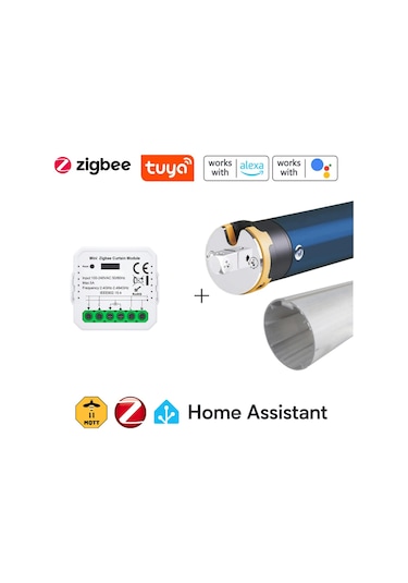Zigbee Akıllı Perde Kontrol Seti Motor + Röle + Boru