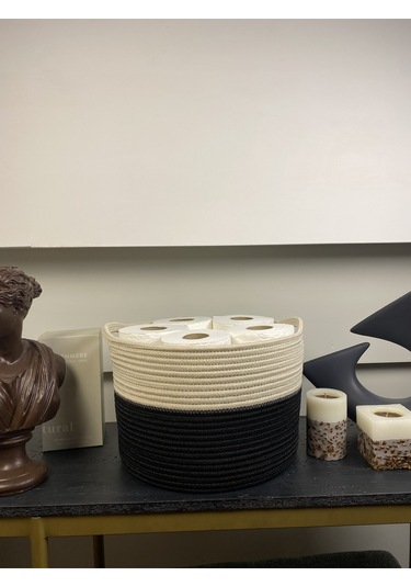 Jüt Tuvalet Kağıdı Düzenleyici, 30 X 20 Jüt Sepet, Çok Amaçlı Organizer Siyahkrem