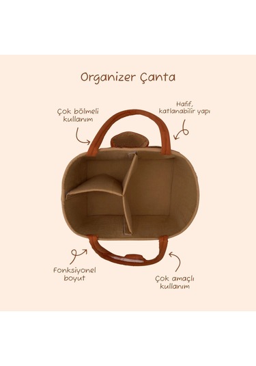 Miniboni Müslin Anne Organizer Çanta Tarçın