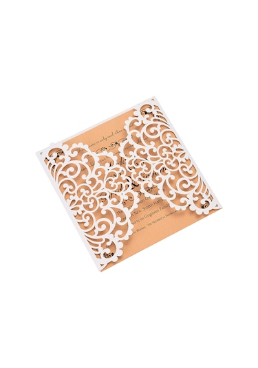 Mufunye 10 Adet İnci Kağıdı Çiçek Desenli Davetiye Kartı - Düğün, Doğum Günü Ve Özel Günler İçin Şık Set XL