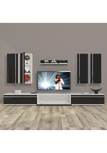 Decoraktiv Eko 8d Mdf Tv Ünitesi Tv Sehpası Beyaz - Siyah
