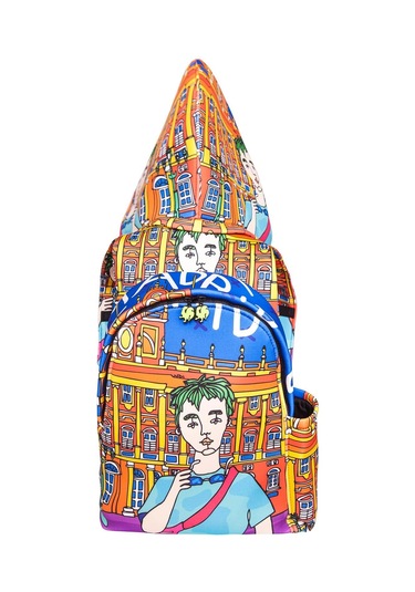 İkigai City Serisi Okula Dönüş Okula Dönüş Madrid Desenli Çıkabilir Kapüşonlu Hafif Notebook Cepli Sırt Çantası - Renkli Çok Renkli