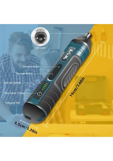 Siyah Yeşil 1 Takım 20in 1 Mini Elektrikli Tornavida Seti Usb Şarj Edilebilir 1300mah Ayarlama Güç Matkap Çok Fonksiyonlu Sökme Tork Tamir Araçları Kiti