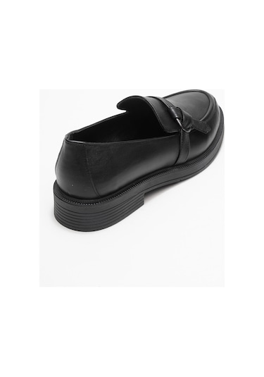 Galea Siyah Cilt Tokalı Hakiki Deri Kadın Loafer Ayakkabı SİYAH CİLT
