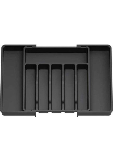 Novahub Genişletilebilir Siyah Bulaşık Tepsisi - 8 Bölme, Kolay Ayırma, Ayarlanabilir Genişlik, Tezgah Üstü Organizasyon Tepsisi Siyah