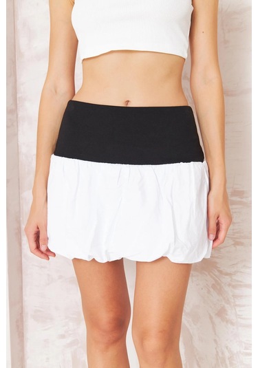 Kadın Beyaz Mini Balon Etek Dm2038 Beyaz