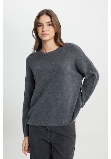 Wrangler Regular Fit Normal Kesim Antrasit Triko Hırka W242710037 Antrasit Melanj