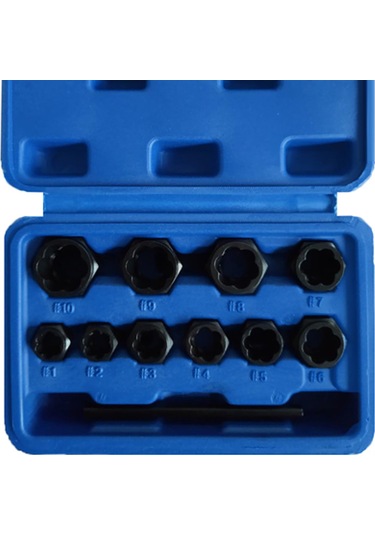 Suofeng 11 Parça Kısa Tip Hasarlı Somun Çekici Seti - Ev Araç Endüstri Tamiri İçin 3/8 İnç Anahtarla Kullanılan Çelik Malzeme Tamir Aracı