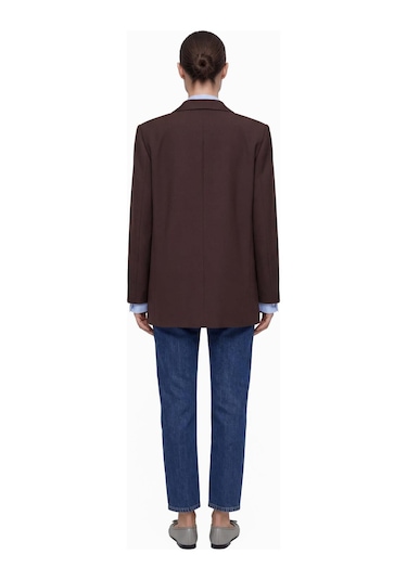 Nauvè Kruvaze Oversize Vatkalı Blazer Ceket Kahverengi