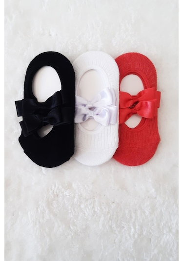 3lü Kız Bebek Fiyoklu Babet Çorap Pamuklu Çapraz Bantlı Esnek 001