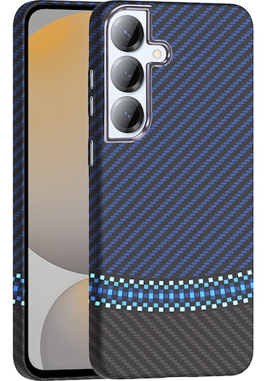 Galaxy S25 Uyumlu Kılıf M-safe Şarj Özellikli Karbon Fiber Görünümlü Zyl Gros Kapak - Gri-si Gri-siyah