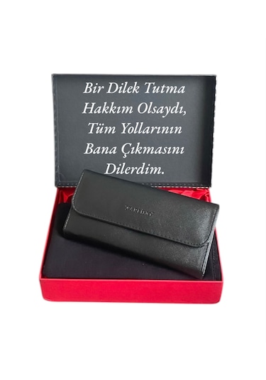 Hediye Seti Kadın Siyah Carlino Cüzdan -penye Şal Siyah