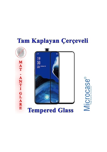 Oppo Reno 2Z Tam Kaplayan Çerçeveli Cam - Mat Siyah