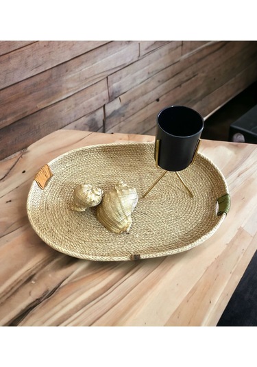 Hasır Sepet, Oval Jüt Sepet, %100 Doğal Hasır Sepet, Çok Amaçlı Dekoratif Hasır Sepet, Organizer